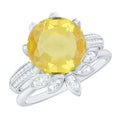 Lab Grown Yellow Sapphire Wedding Engagement Ring with Enhancer