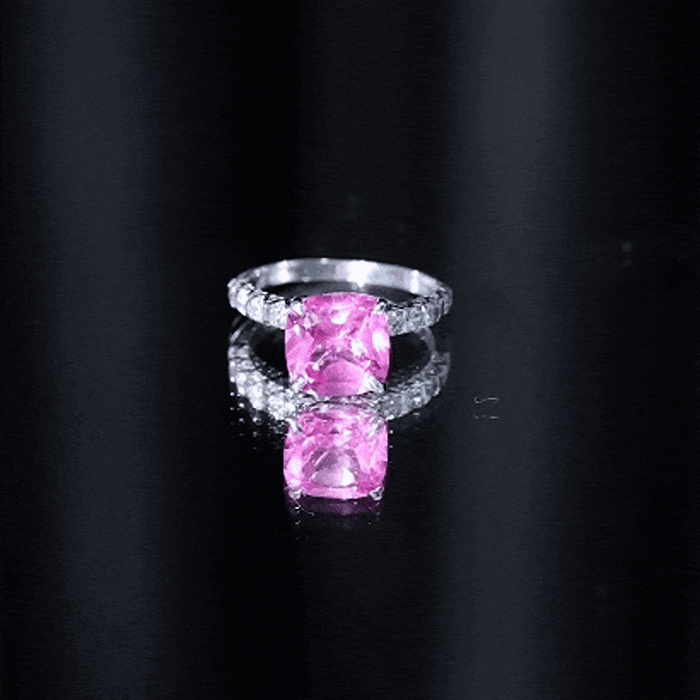 Created Pink Sapphire Engagement Ring with Diamond