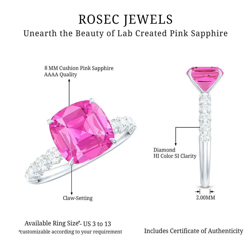 Created Pink Sapphire Engagement Ring with Diamond