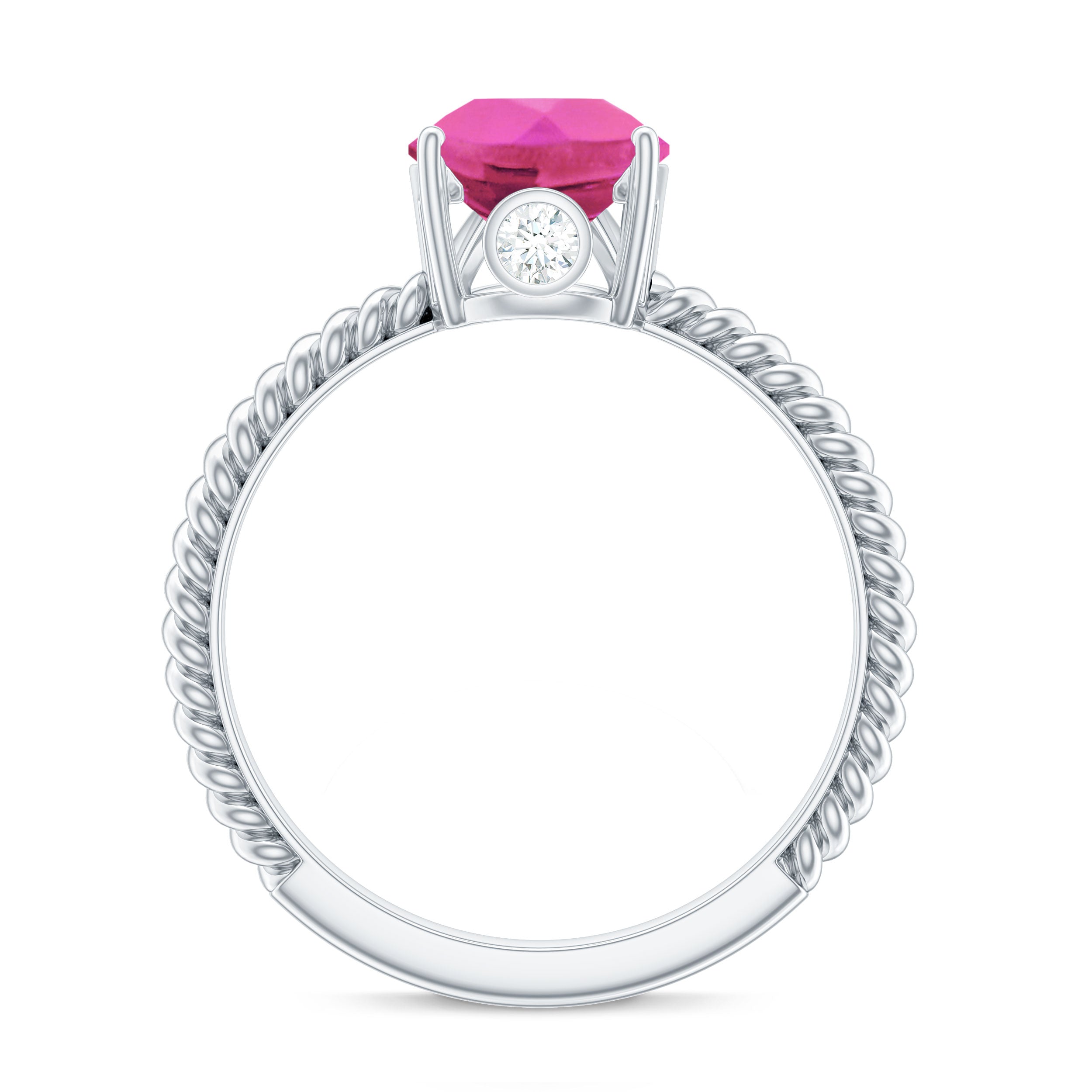 Pear Created Pink Sapphire Solitaire Engagement Ring