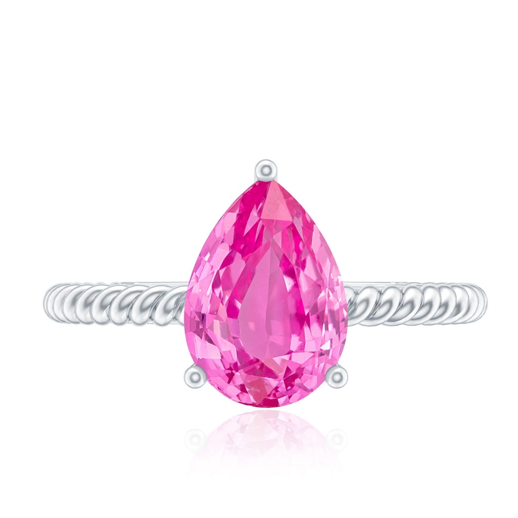 Pear Created Pink Sapphire Solitaire Engagement Ring