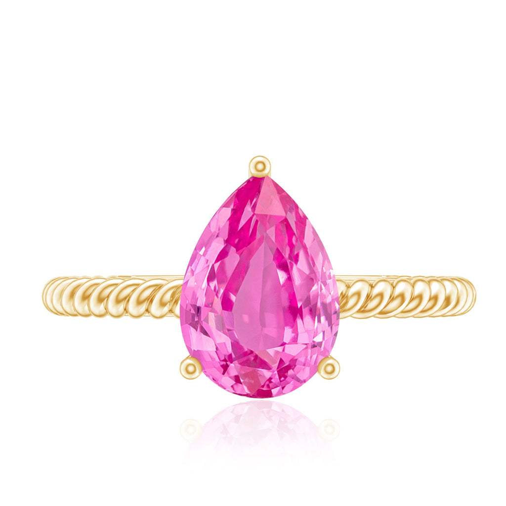 Pear Created Pink Sapphire Solitaire Engagement Ring