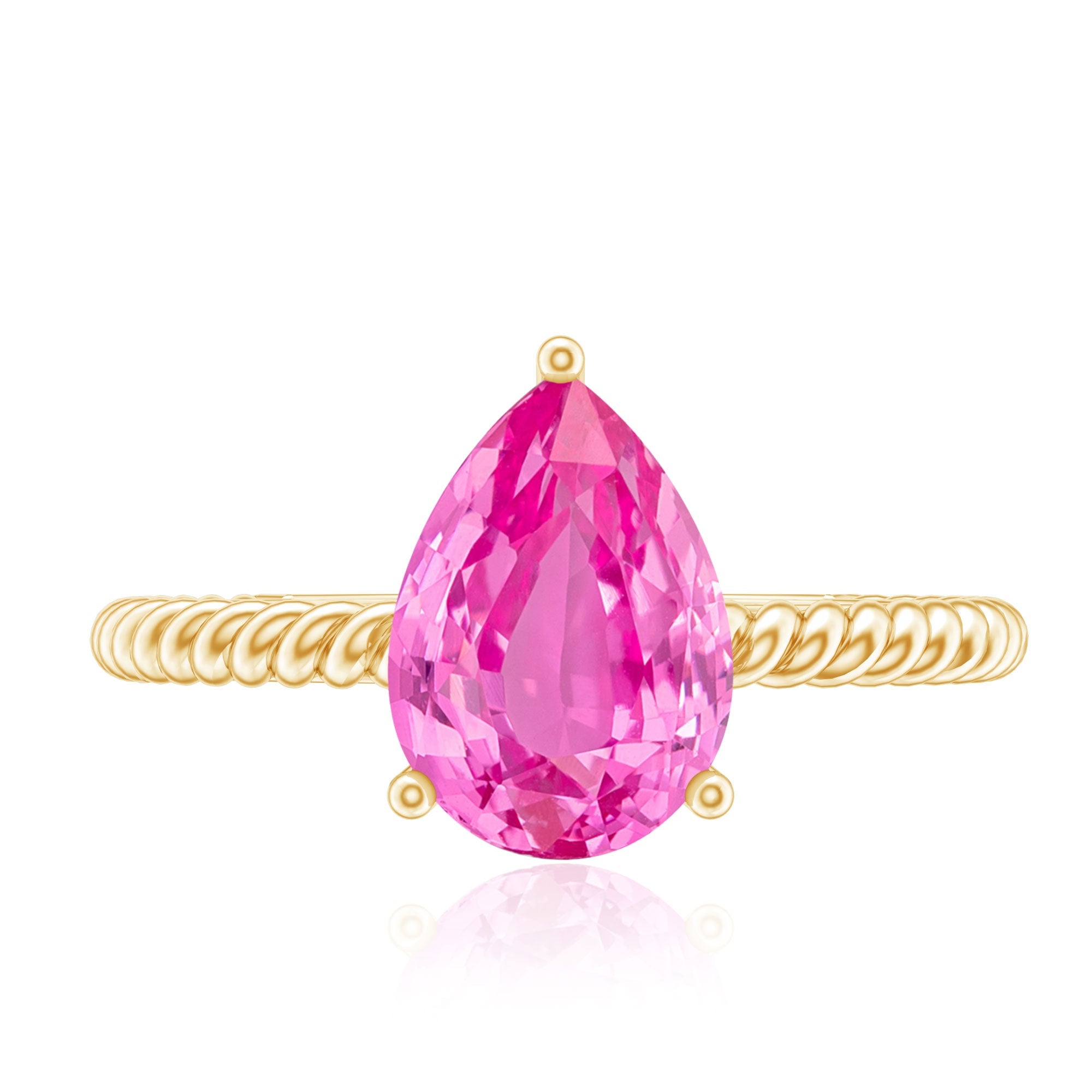 Pear Created Pink Sapphire Solitaire Engagement Ring