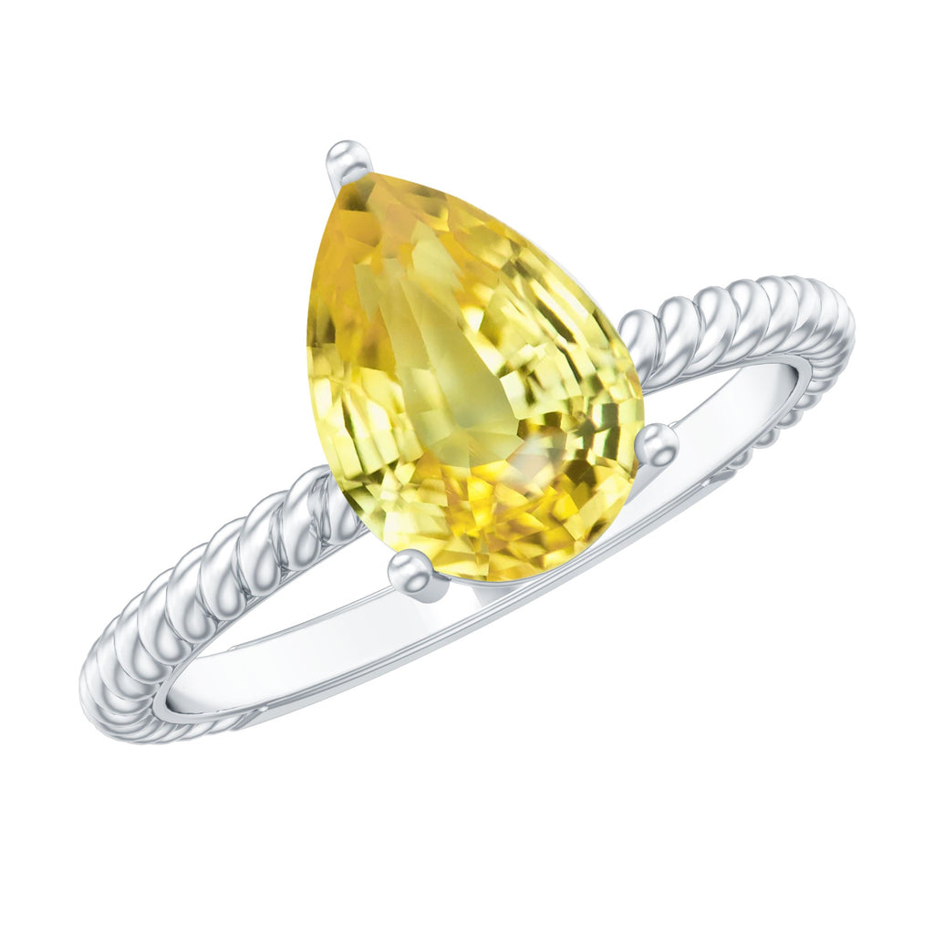 Simple Created Yellow Sapphire Teardrop Engagement Ring