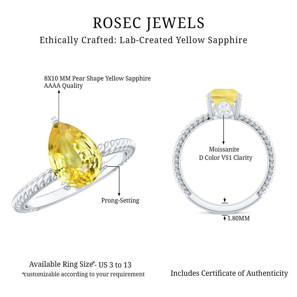 Simple Created Yellow Sapphire Teardrop Engagement Ring