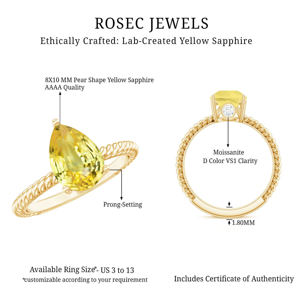 Simple Created Yellow Sapphire Teardrop Engagement Ring