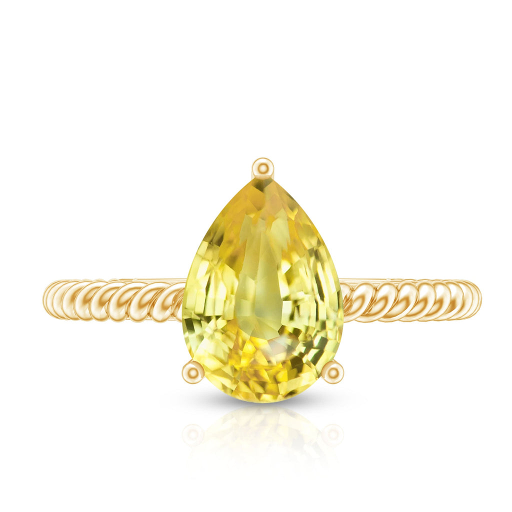 Simple Created Yellow Sapphire Teardrop Engagement Ring