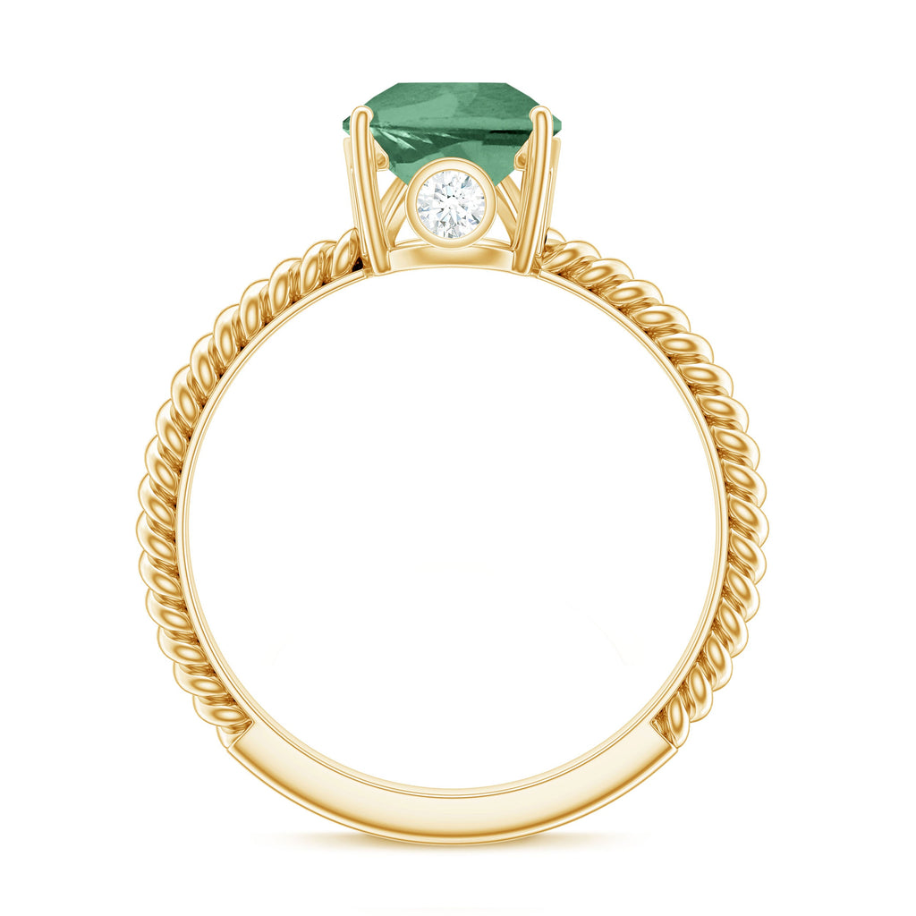 Pear Shape Created Green Sapphire Solitaire Engagement Ring