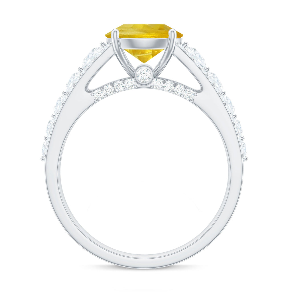 Lab Created Yellow Sapphire and Moissanite Engagement Ring