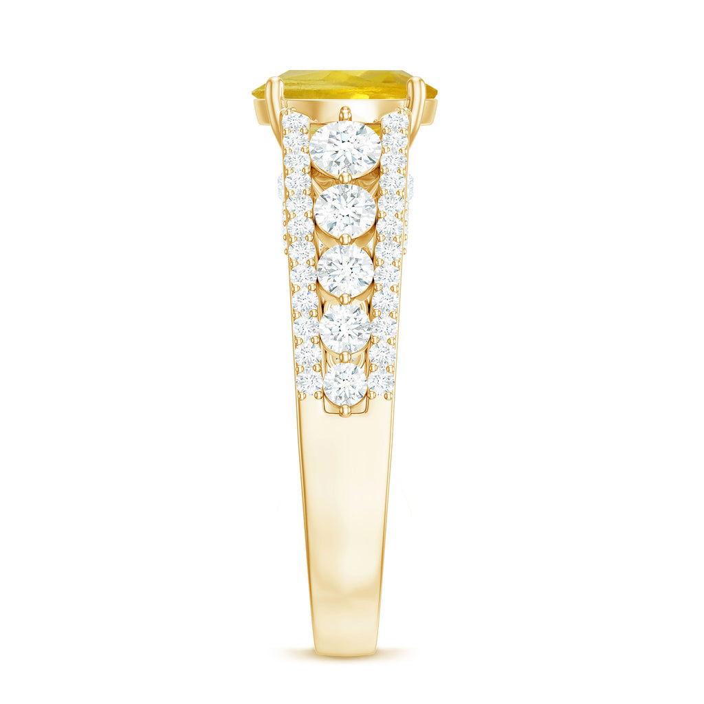 Lab Created Yellow Sapphire and Moissanite Engagement Ring