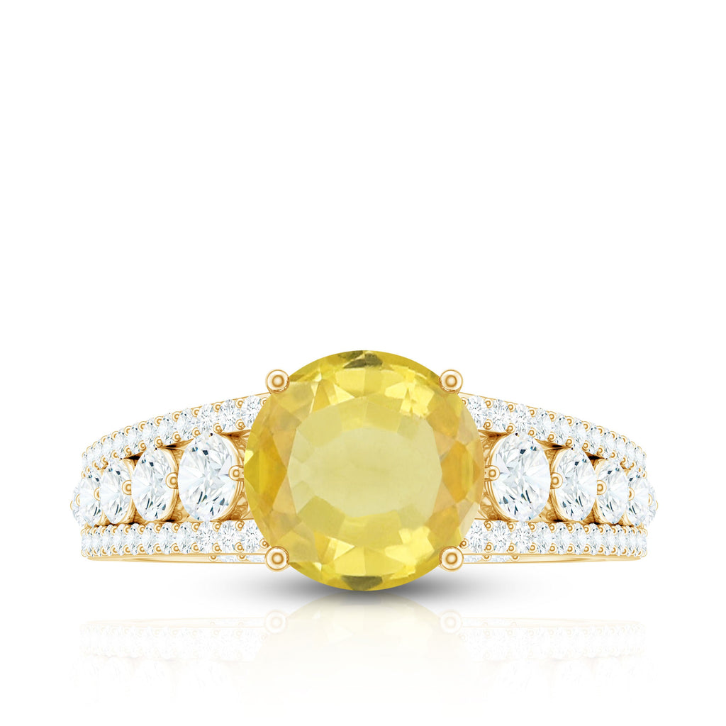 Lab Created Yellow Sapphire and Moissanite Engagement Ring
