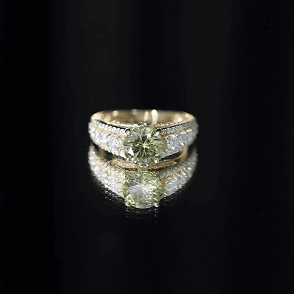 Created Green Sapphire Engagement Ring with Moissanite