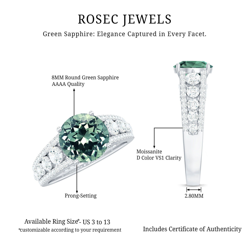 Created Green Sapphire Engagement Ring with Moissanite