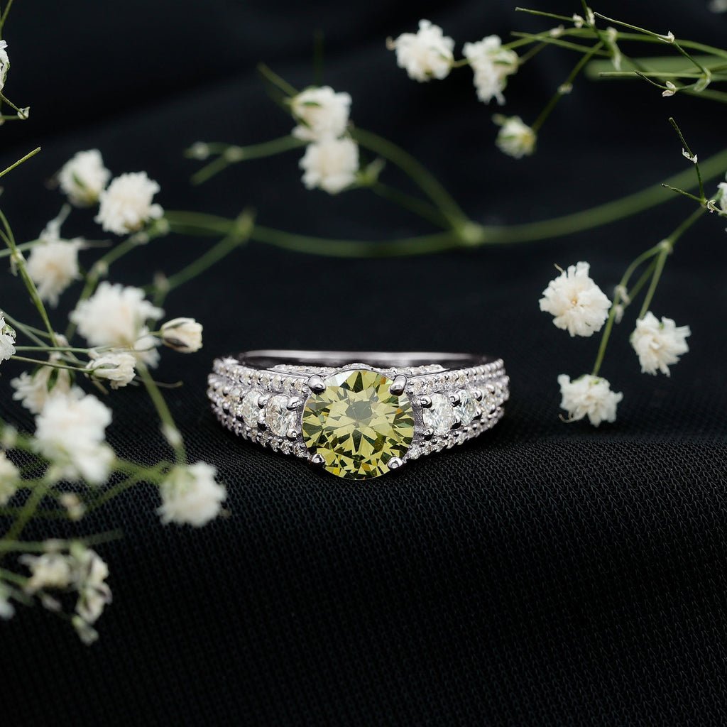 Created Green Sapphire Engagement Ring with Moissanite