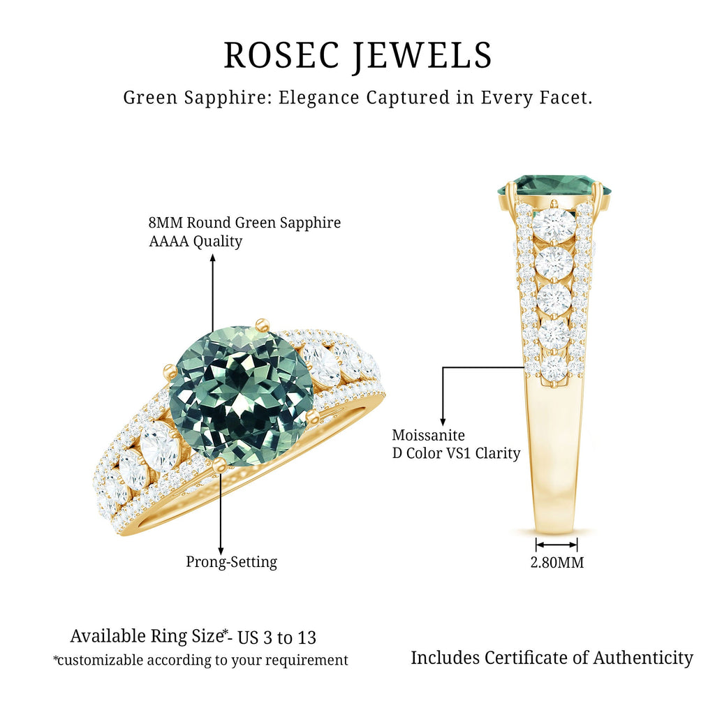 Created Green Sapphire Engagement Ring with Moissanite