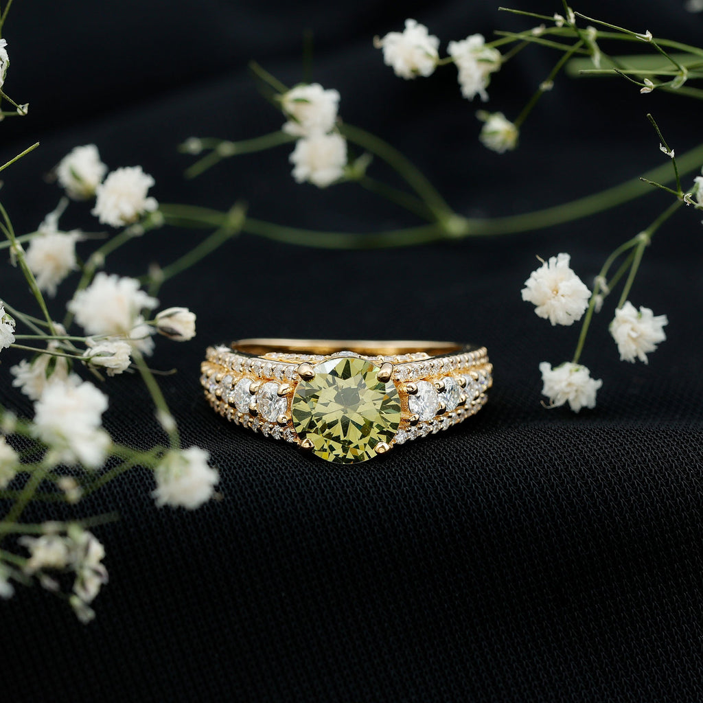 Created Green Sapphire Engagement Ring with Moissanite