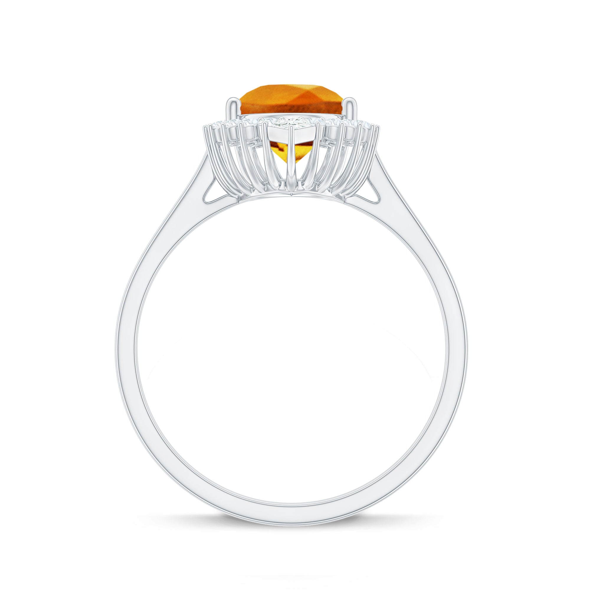 Certified 2.5 Carat Lab Grown Orange Sapphire Engagement Ring with Real Diamond Halo