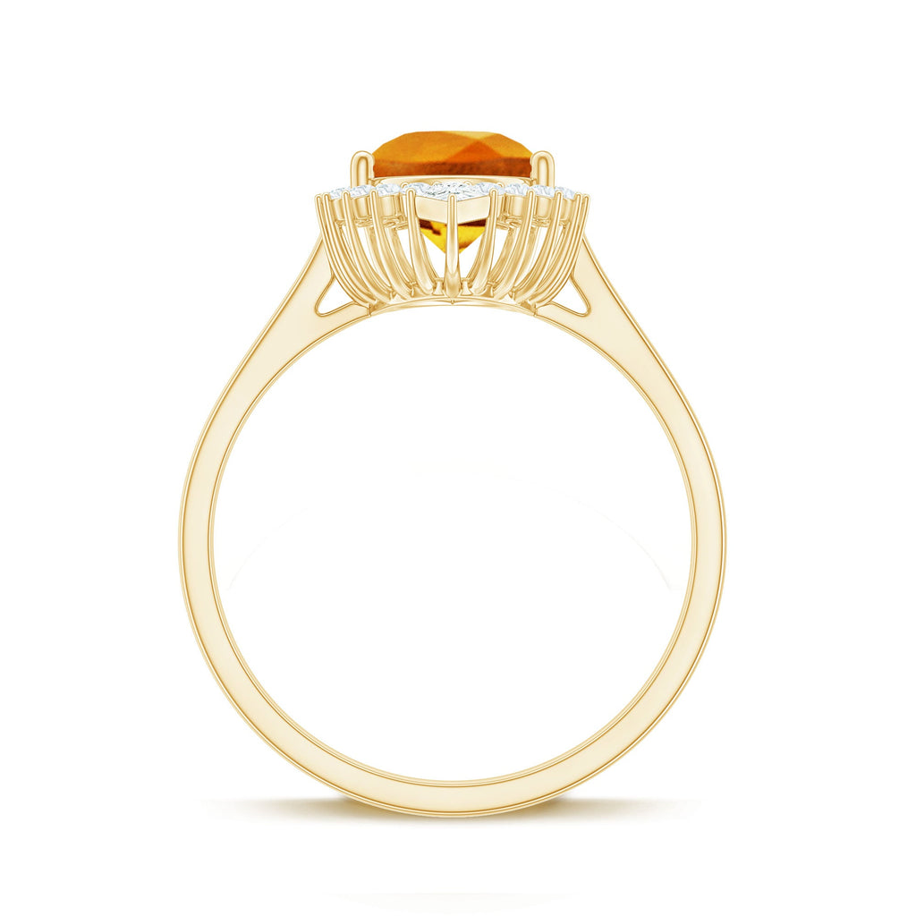 Certified 2.5 Carat Lab Grown Orange Sapphire Engagement Ring with Real Diamond Halo