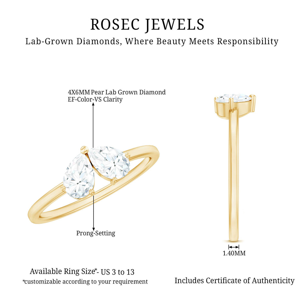 Certified Lab Grown Diamond 2 Stone Promise Ring