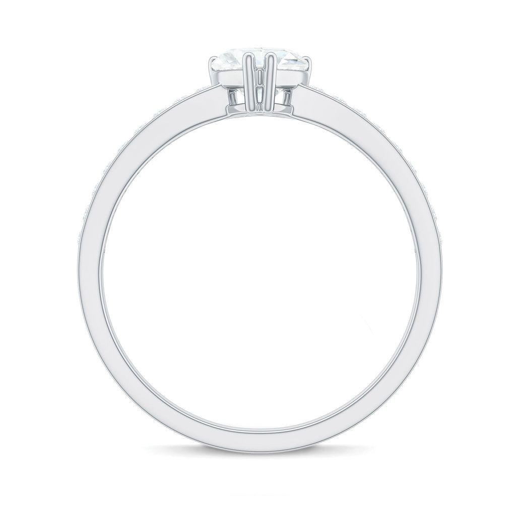 Lab Grown Diamond 5 MM Heart Engagement Ring With Side Stones