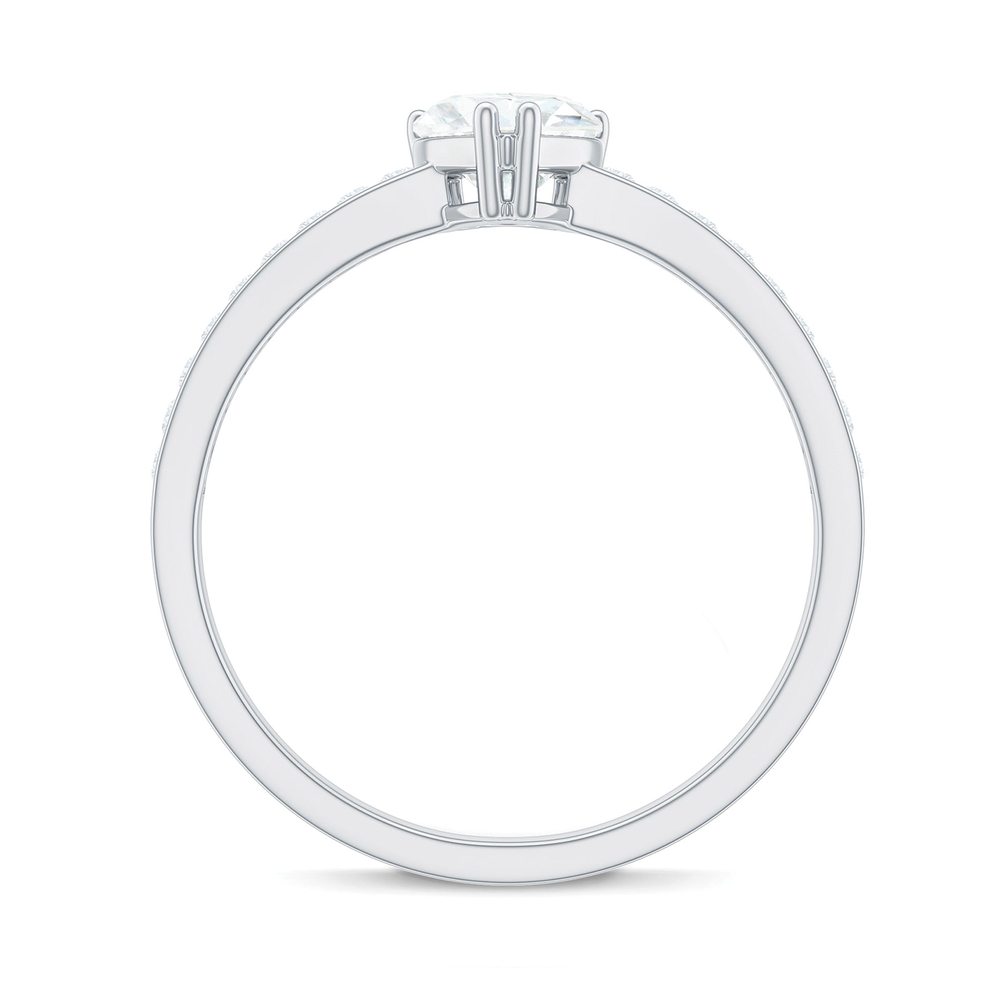 Lab Grown Diamond 5 MM Heart Engagement Ring With Side Stones