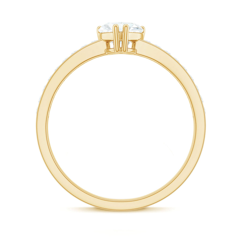 Lab Grown Diamond 5 MM Heart Engagement Ring With Side Stones