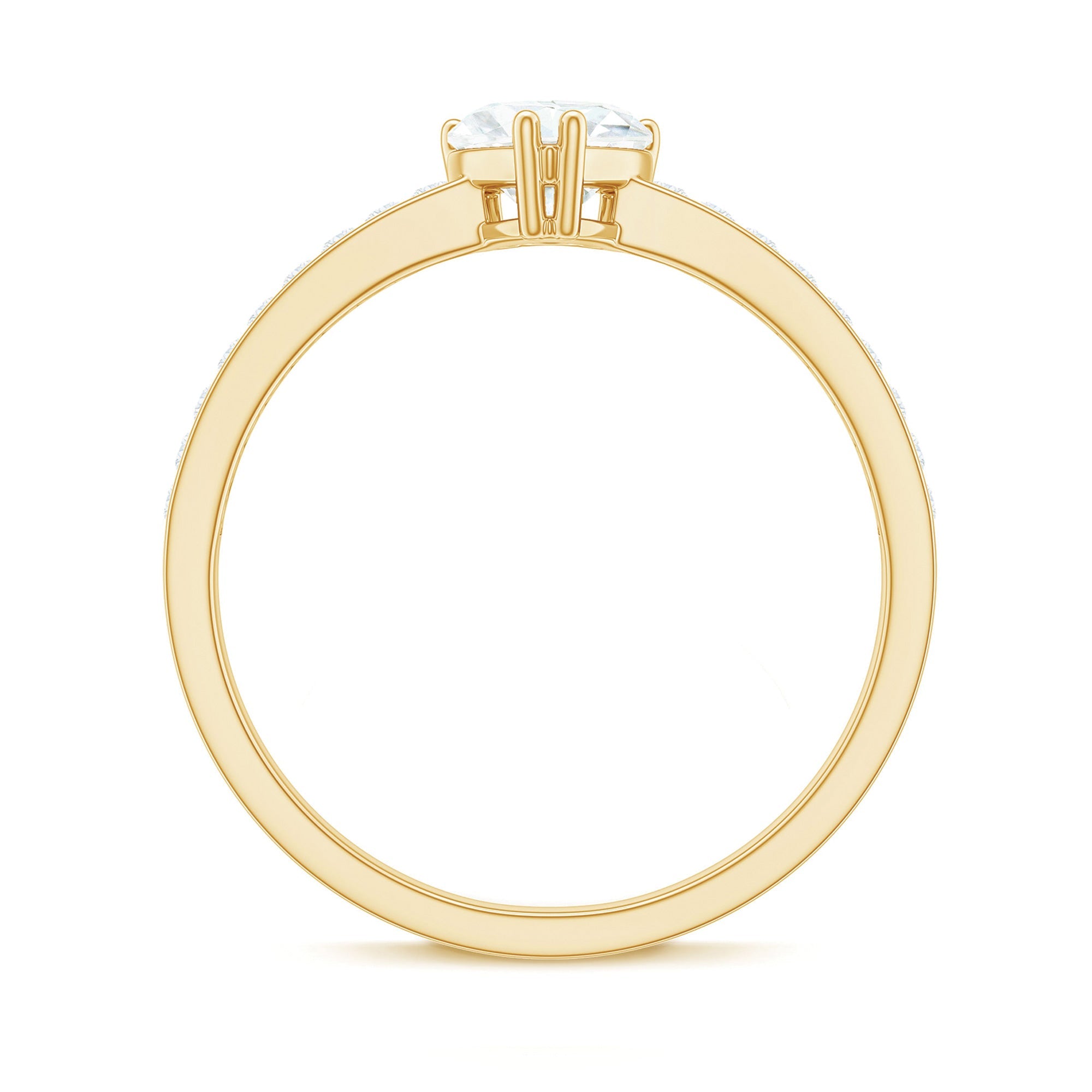 Lab Grown Diamond 5 MM Heart Engagement Ring With Side Stones
