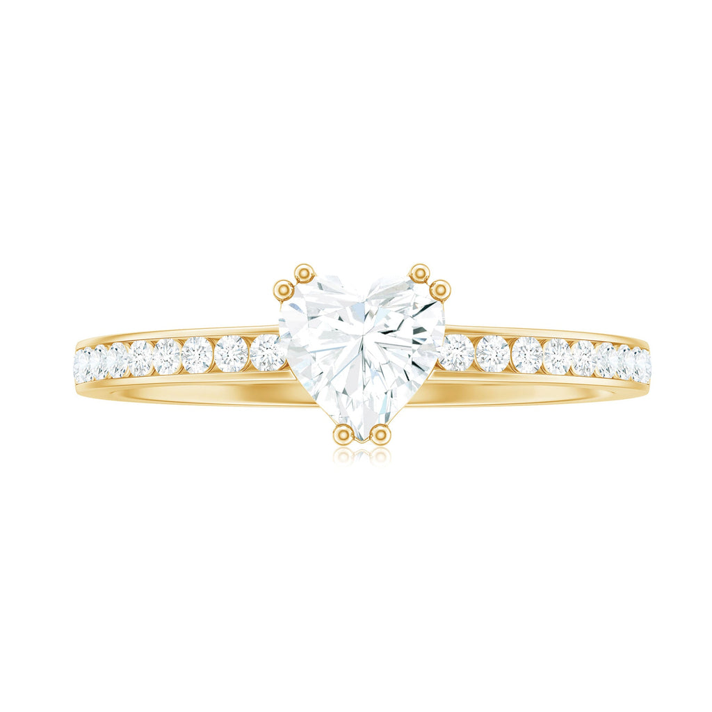 Lab Grown Diamond 5 MM Heart Engagement Ring With Side Stones