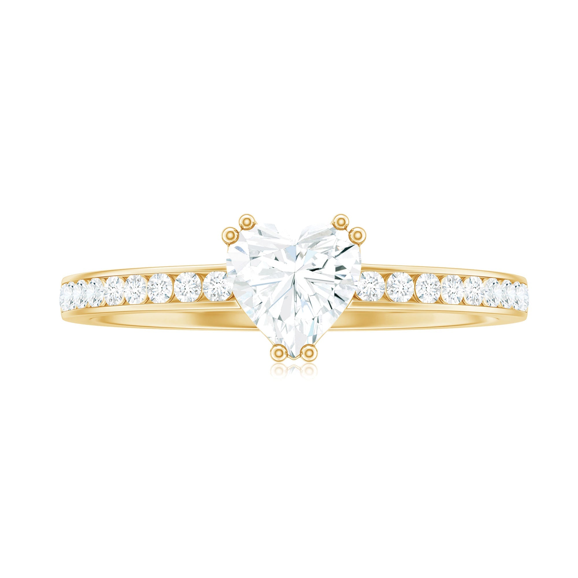 Lab Grown Diamond 5 MM Heart Engagement Ring With Side Stones