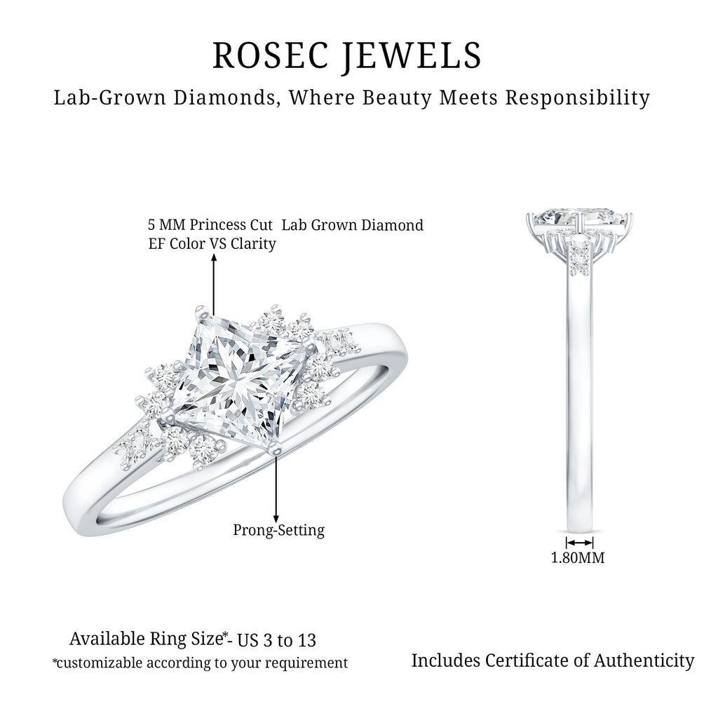Certified 5 MM Lab Grown Diamond Princess Cut Engagement Ring