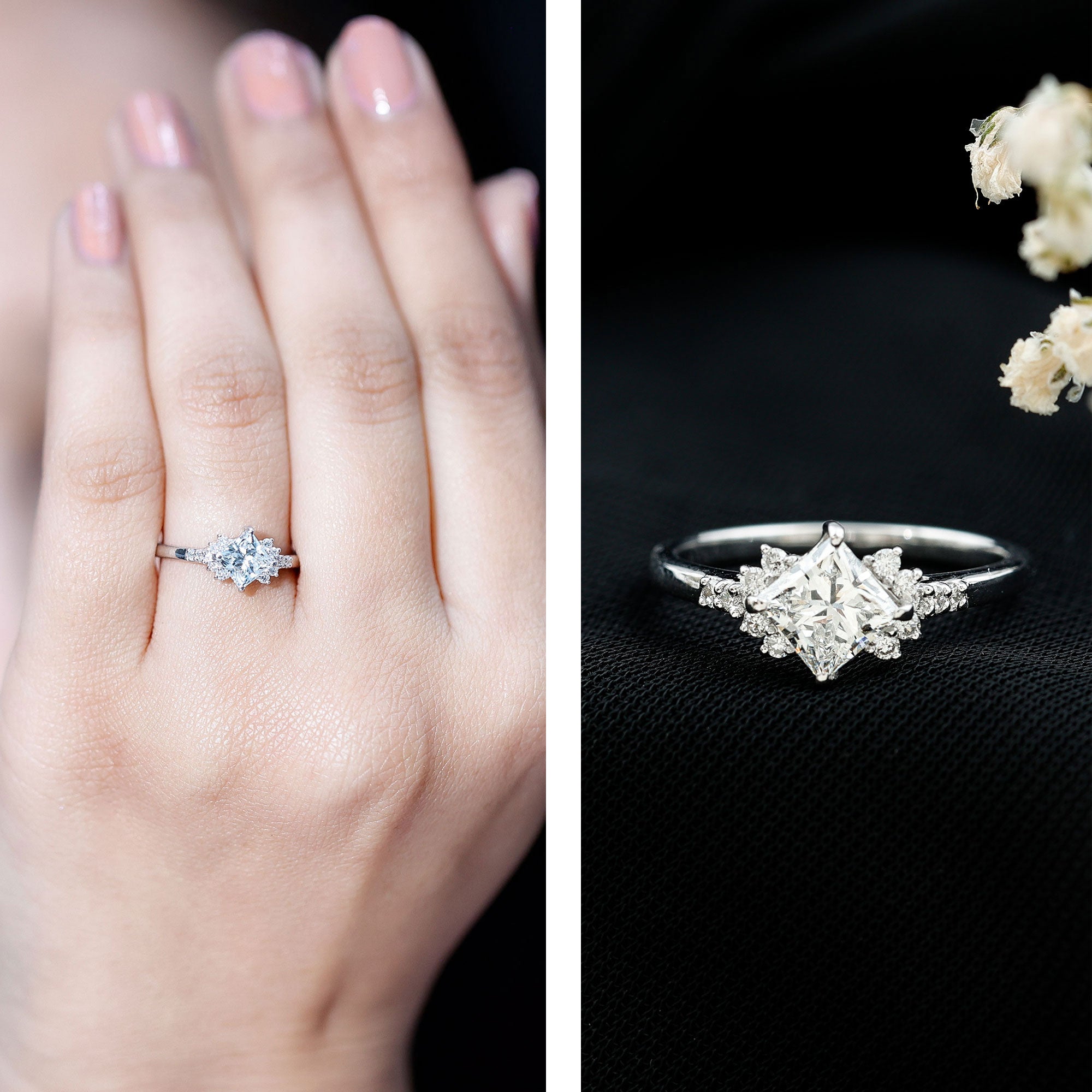 Certified 5 MM Lab Grown Diamond Princess Cut Engagement Ring