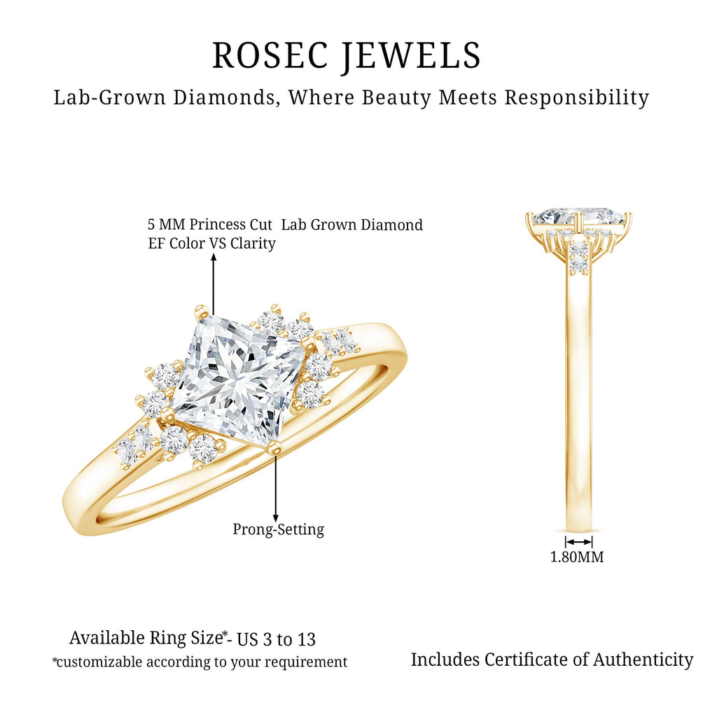 Certified 5 MM Lab Grown Diamond Princess Cut Engagement Ring