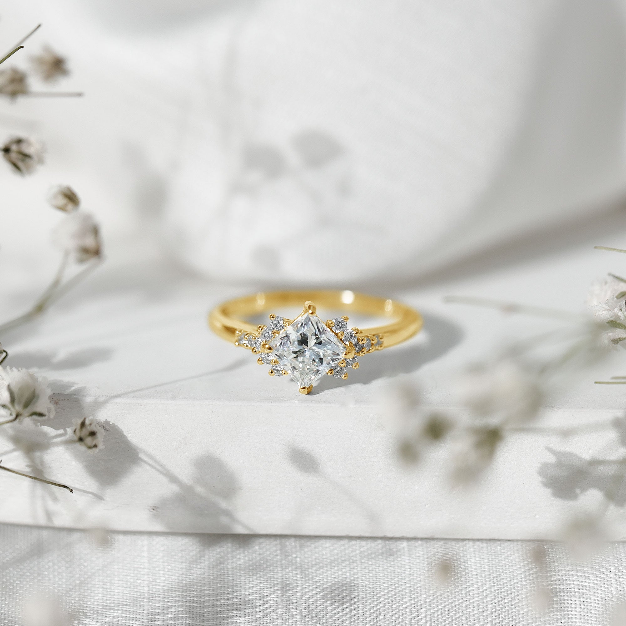 Certified 5 MM Lab Grown Diamond Princess Cut Engagement Ring