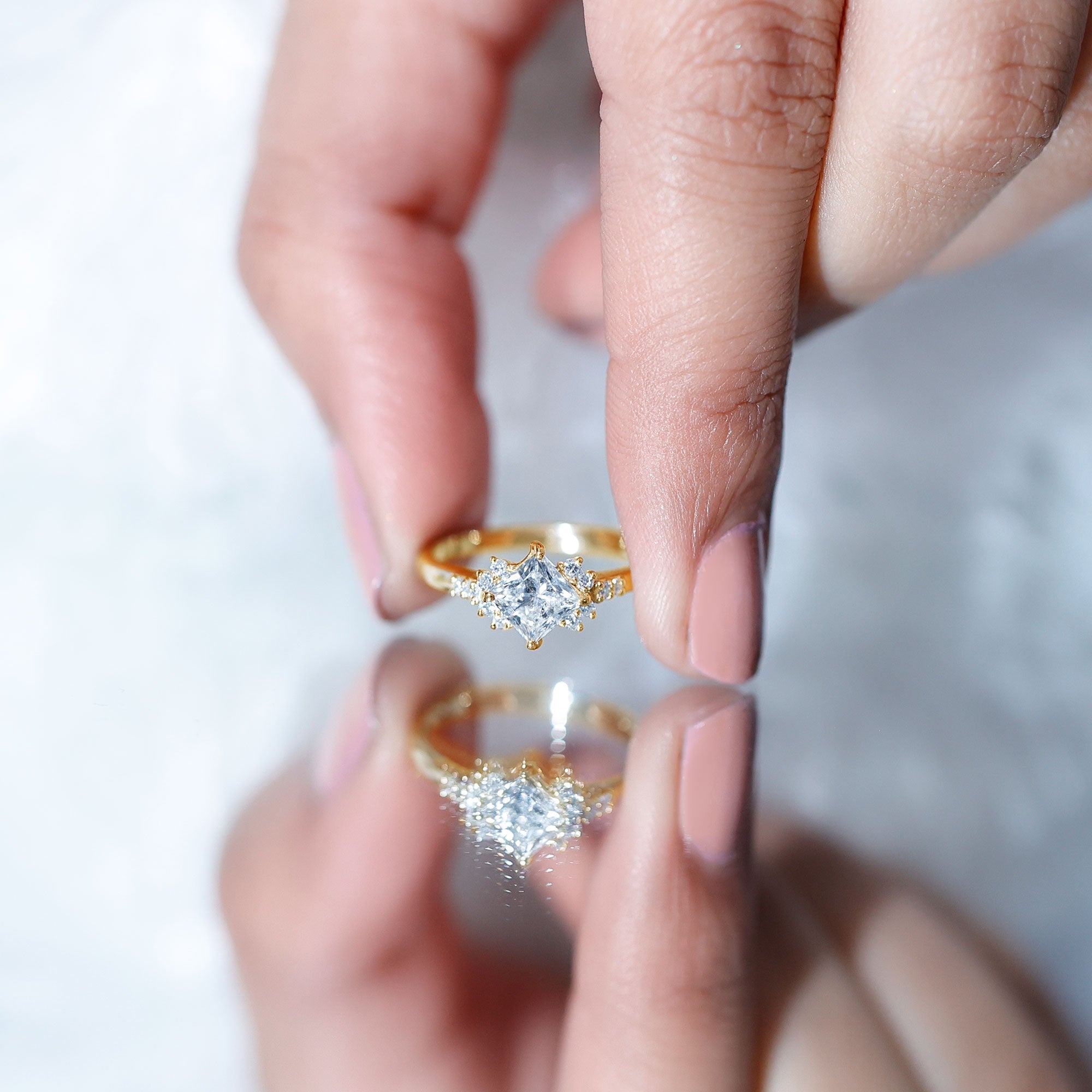 Certified 5 MM Lab Grown Diamond Princess Cut Engagement Ring