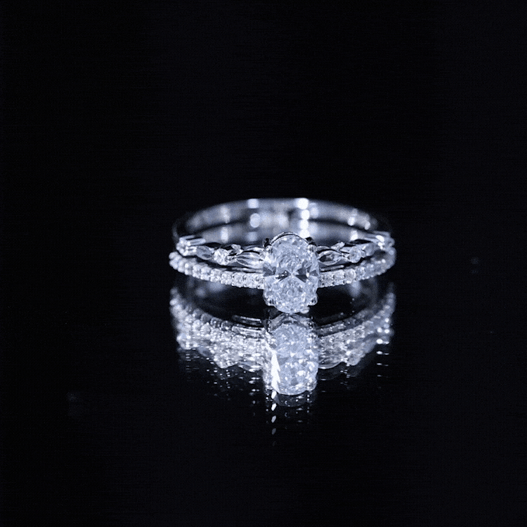 Lab Grown Diamond 5X7 MM Oval Shaped Double Band Engagement Ring