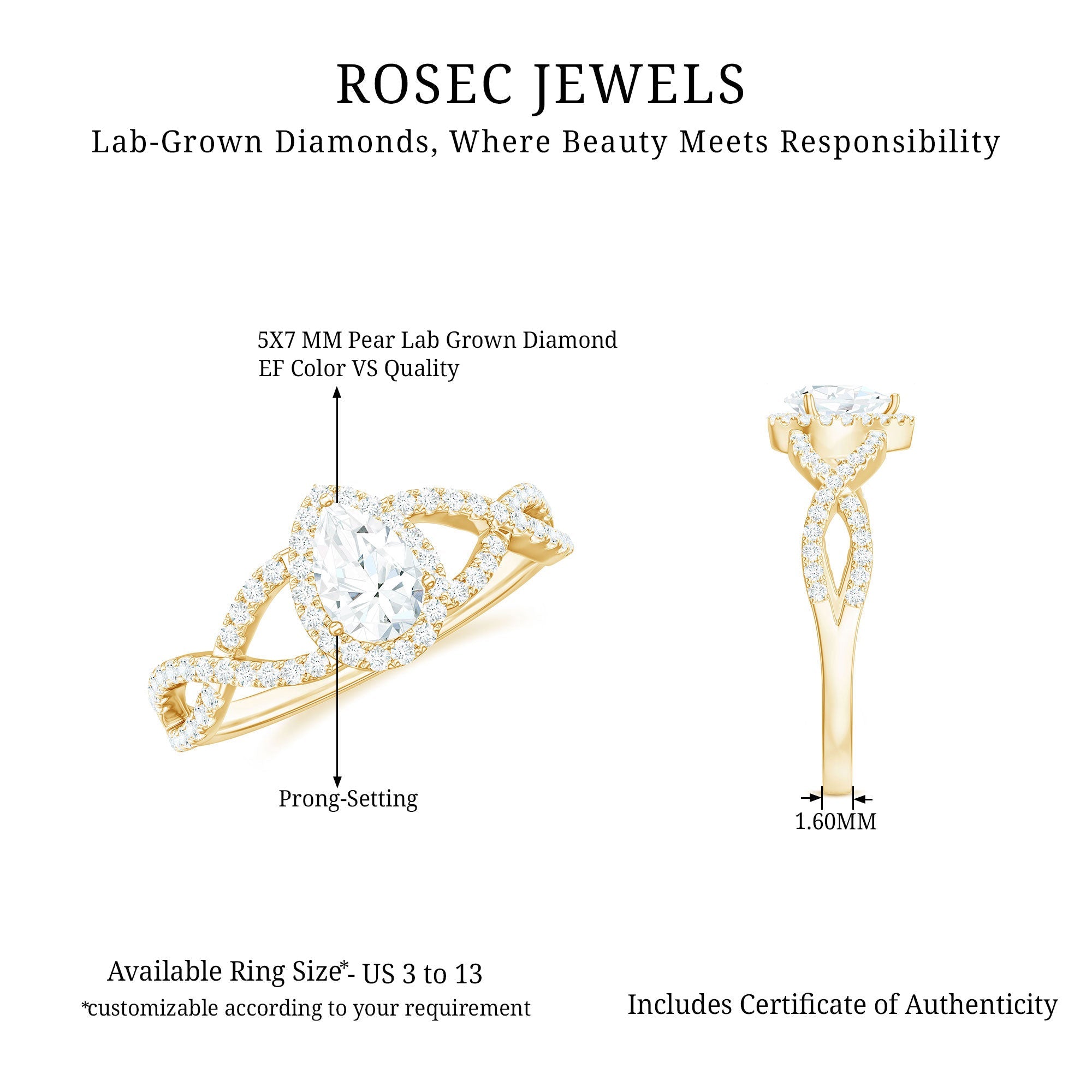 Lab Grown Diamond Teardrop Halo Engagement Ring For Women