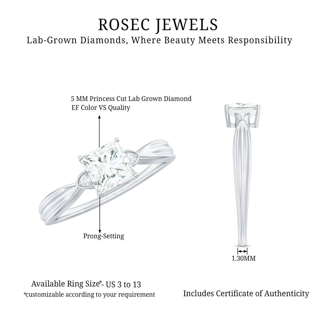 5 MM Princess Cut Lab Grown Diamond Solitaire Promise Ring