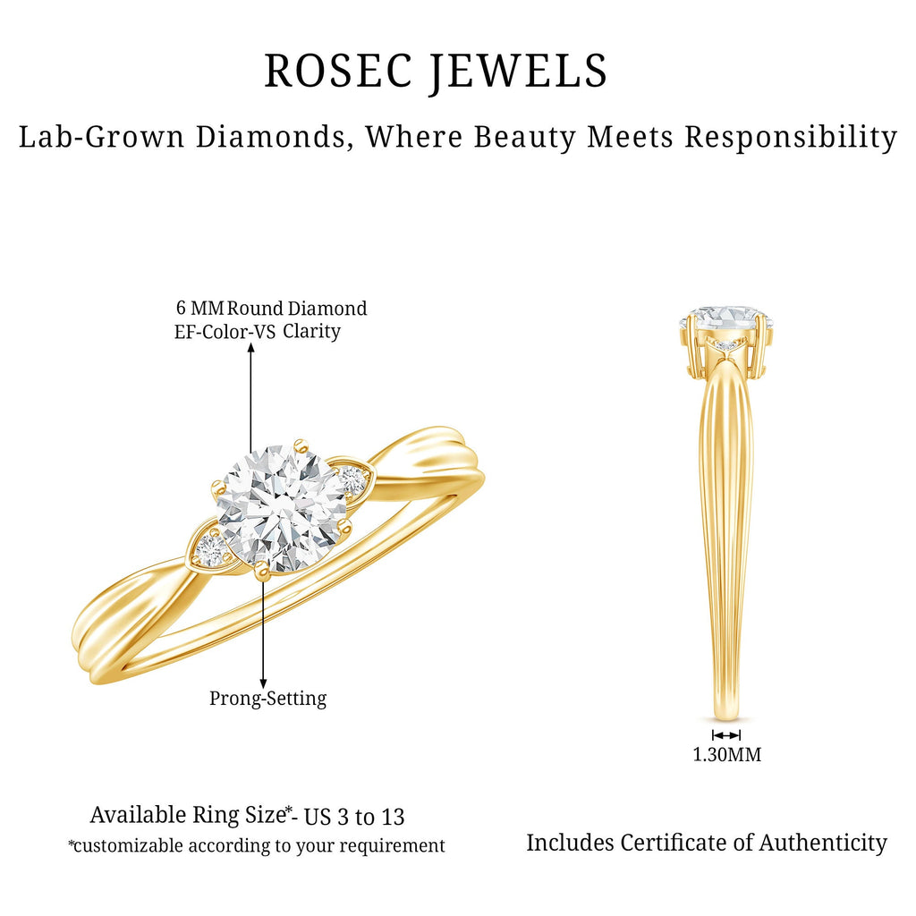 Certified Lab Grown Diamond 6 MM Solitaire Promise Ring