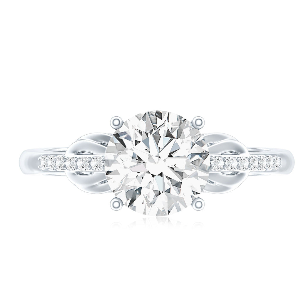 Certified 8 MM Round Lab Grown Diamond Unique Engagement Ring