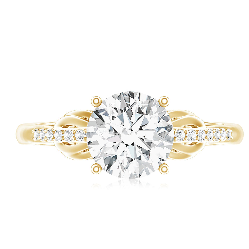 Certified 8 MM Round Lab Grown Diamond Unique Engagement Ring