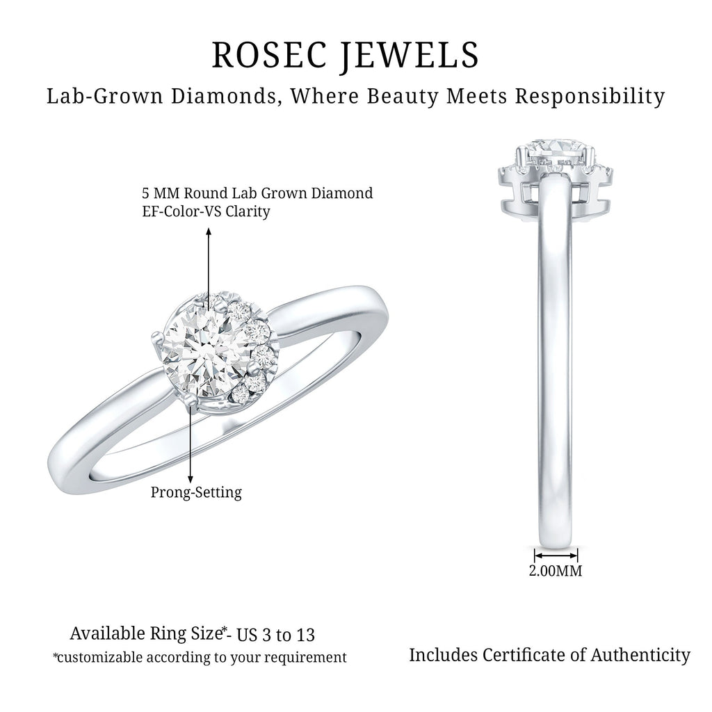 5 MM Certified Lab Grown Diamond Solitaire Promise Ring