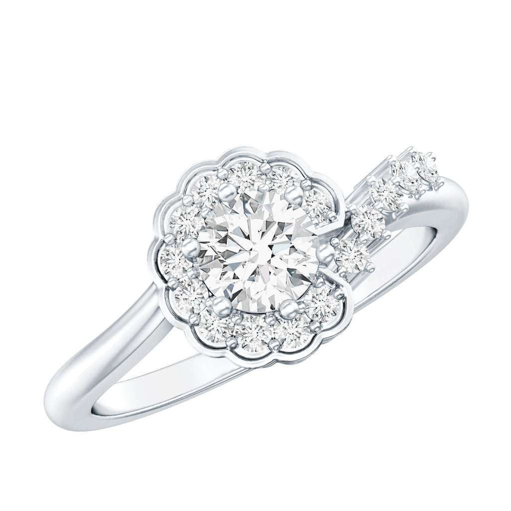 Certified 5 MM Lab Grown Diamond Nature Inspired Engagement Ring