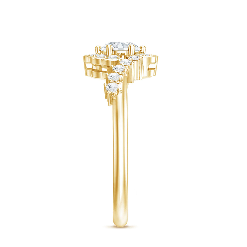 Certified 5 MM Lab Grown Diamond Nature Inspired Engagement Ring