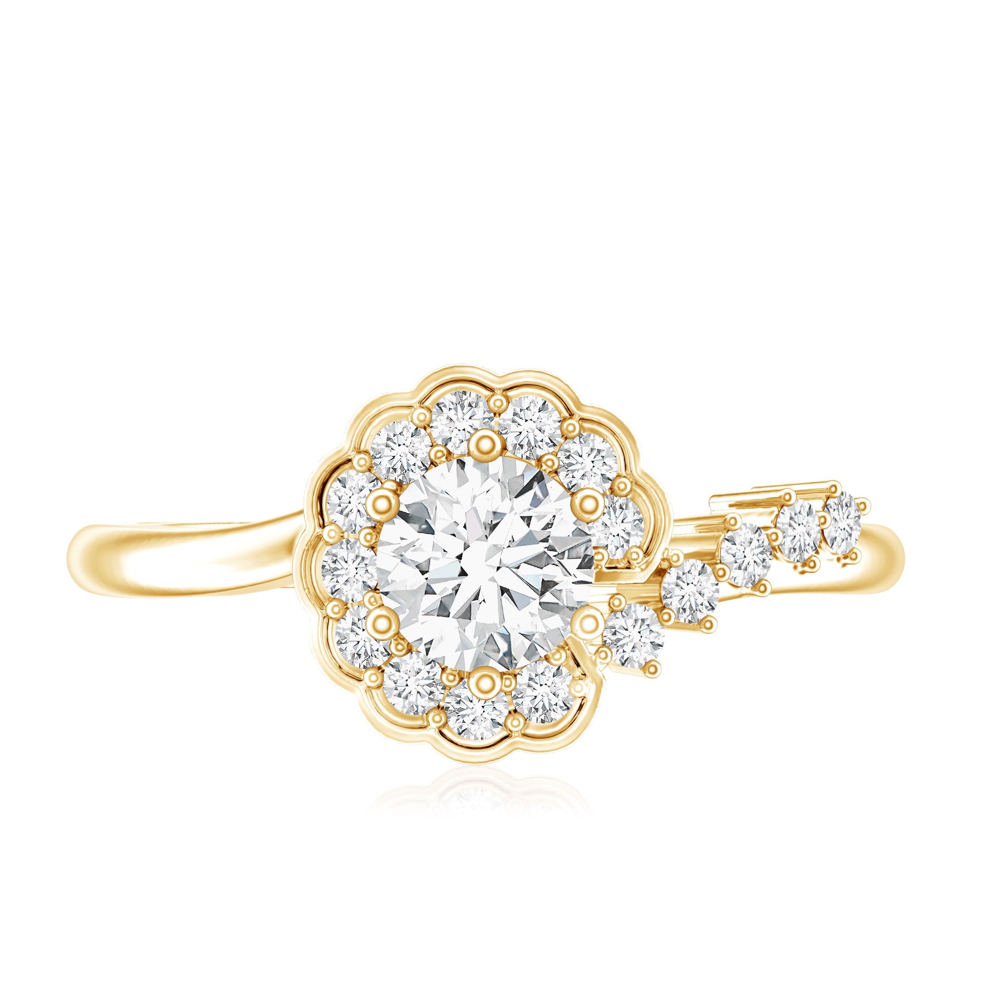 Certified 5 MM Lab Grown Diamond Nature Inspired Engagement Ring