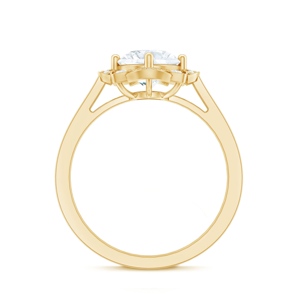 8 MM Lab Grown Diamond Vintage Engagement Ring With Diamond Studded Shank