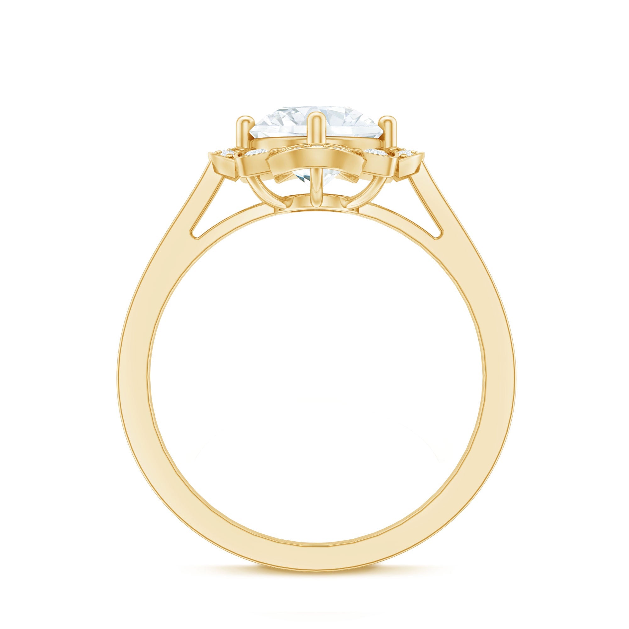 8 MM Lab Grown Diamond Vintage Engagement Ring With Diamond Studded Shank