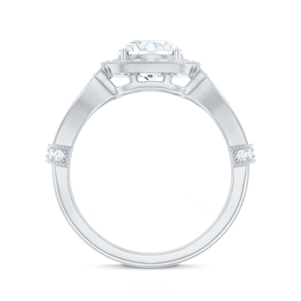 Certified 7 MM Lab Grown Diamond Vintage Style Engagement Ring