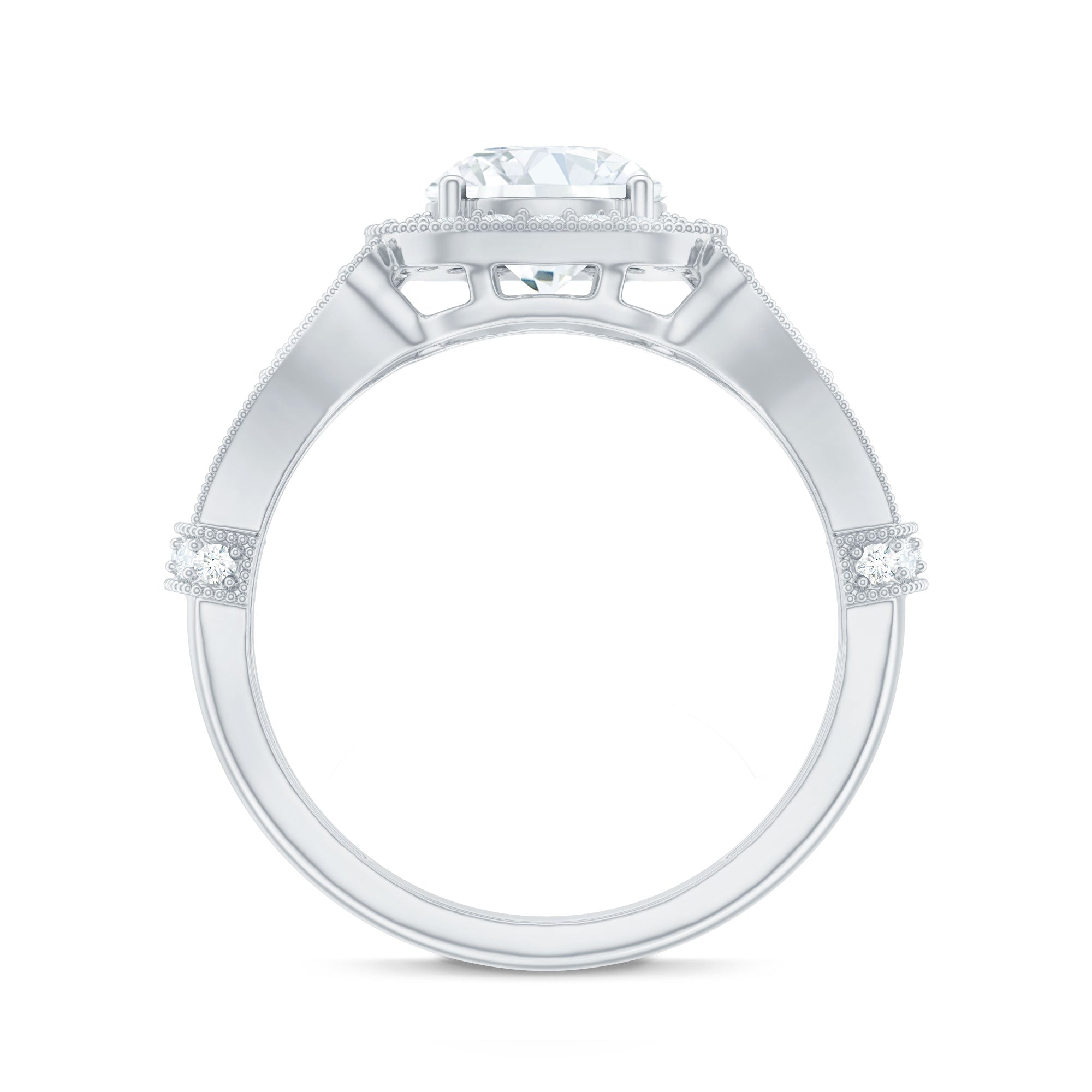 Certified 7 MM Lab Grown Diamond Vintage Style Engagement Ring