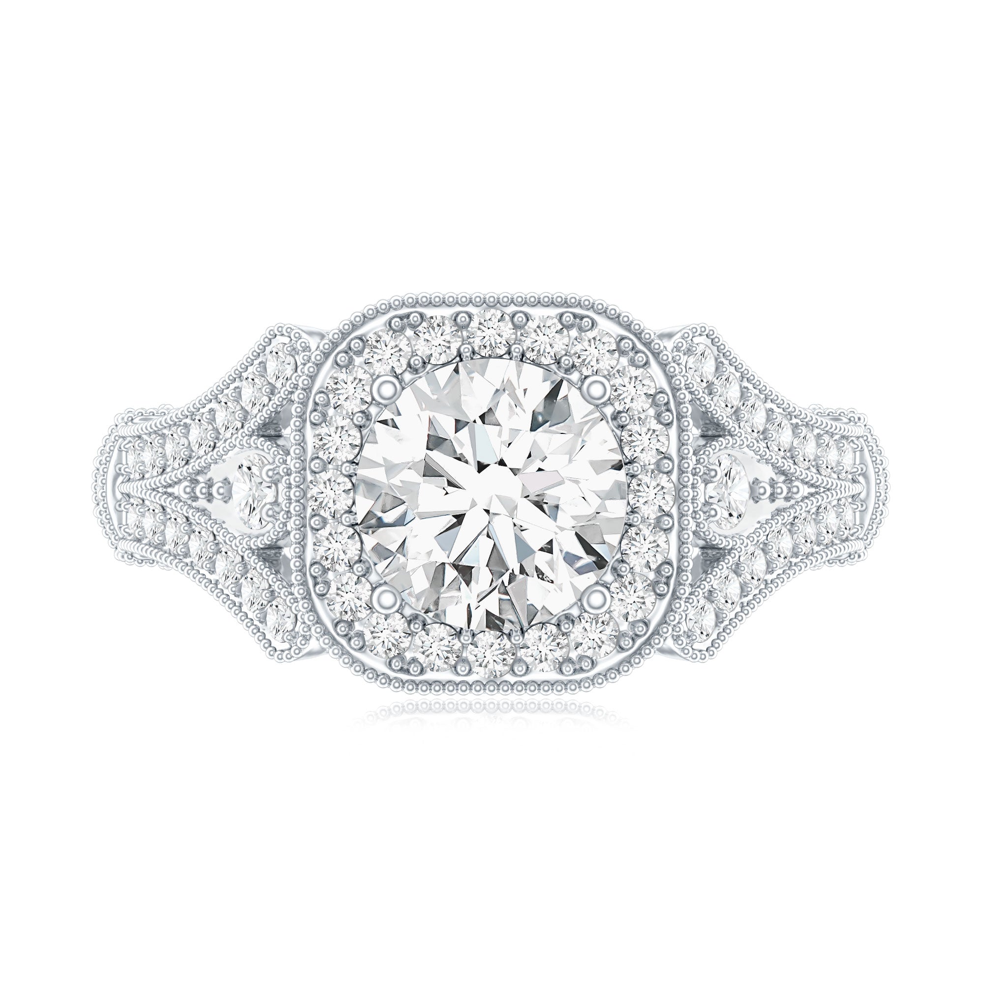 Certified 7 MM Lab Grown Diamond Vintage Style Engagement Ring