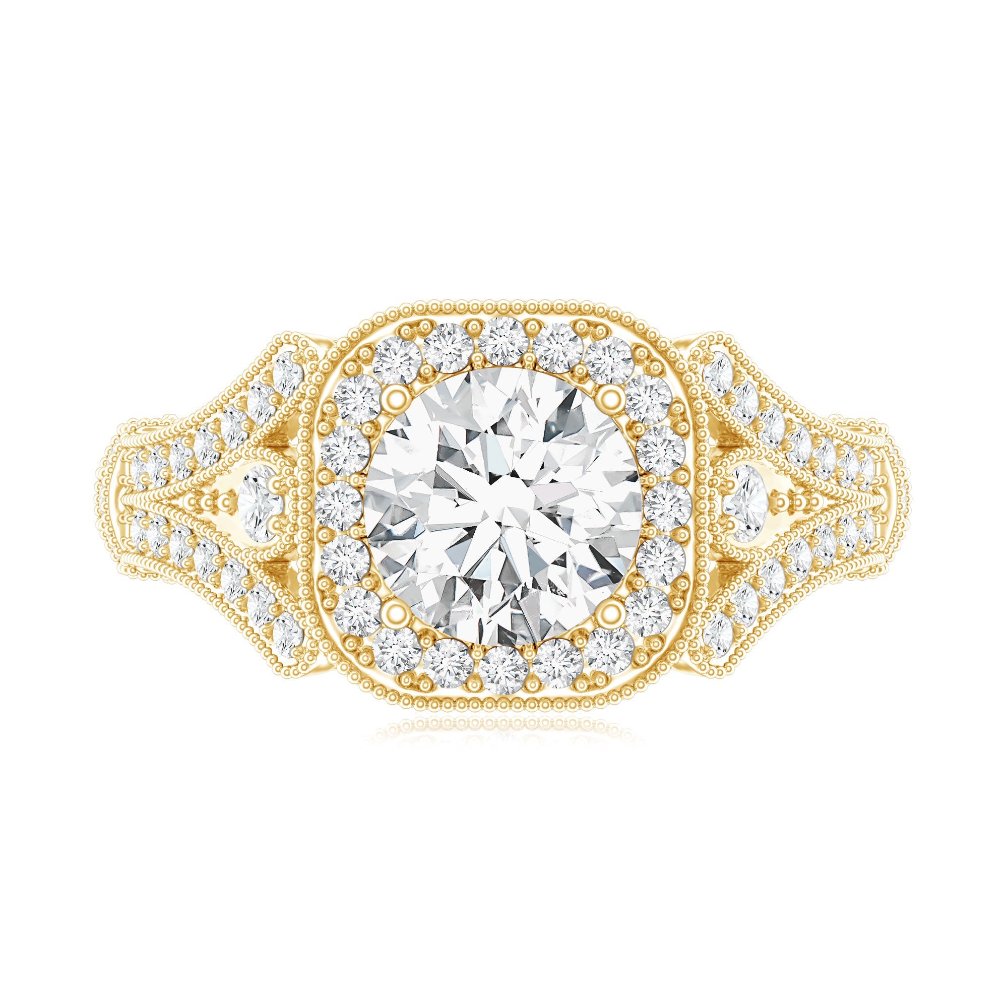 Certified 7 MM Lab Grown Diamond Vintage Style Engagement Ring